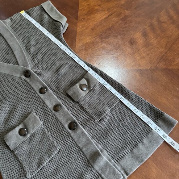 Banana Republic Olive Green Sz S Belted Button Front Cardigan Sweater Women’s - Picture 12 of 14